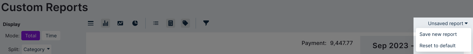 Saving custom report dialog