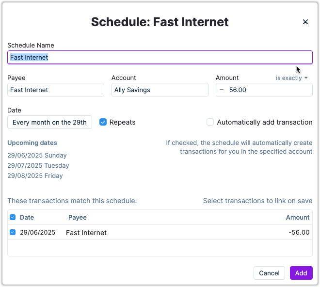 Rule associated with the mortgage schedule