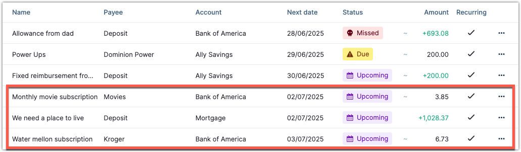 Change upcoming length