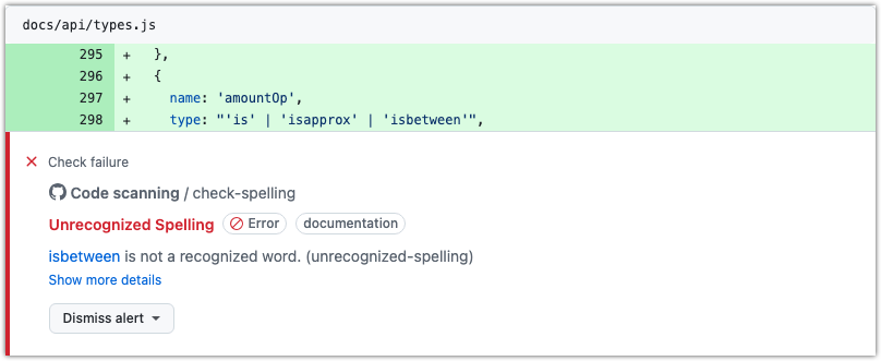 Image of spelling bot error